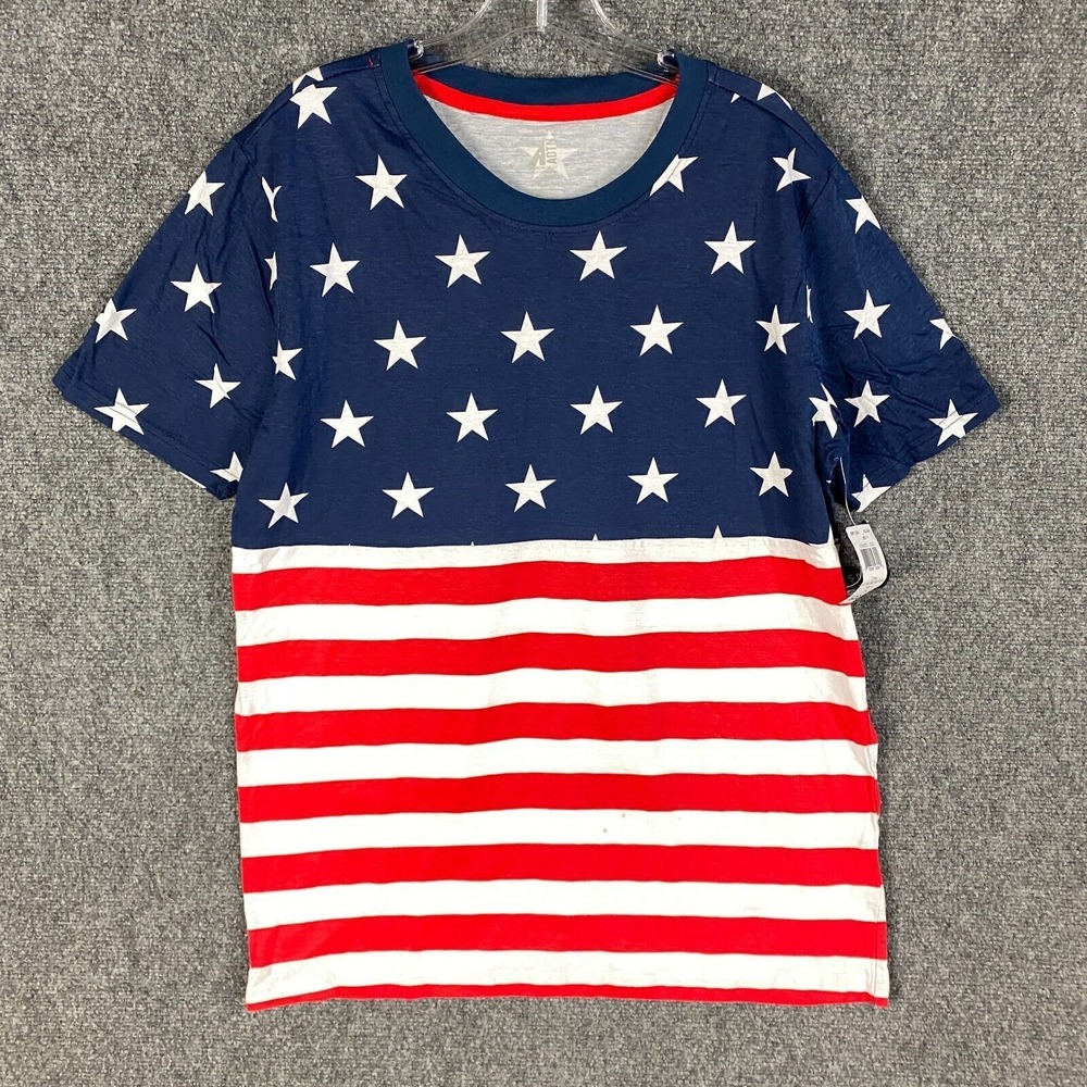 American Dream Team Network T-Shirt Men's Large NWD USA Flag‎ Artwork Cotton